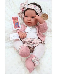 Antonio Juan Baby Puppen Tragekorb rosa mit Zubehör 0143R 