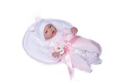 Baby Julia com macacão de lã rosa 46cm Reborn