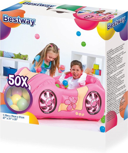 Bestway - Auto da corsa con piscina di palline gonfiabili per bambini 119x79x51 cm