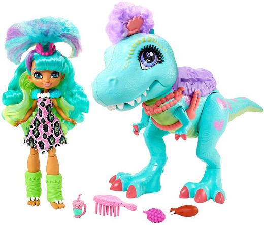 Cave Club - Muñeca Rockelle con Mascota Dinosaurio Azul