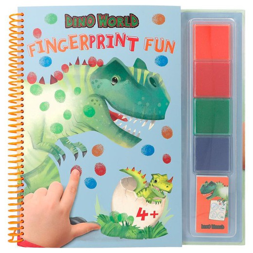 Dino World paints with fingers