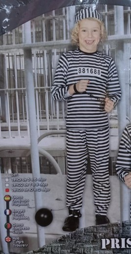 Tamanho do traje do prisioneiro: L (10 a 12 anos)