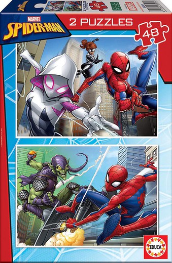 Educa - Spider-Man, 2 puzzle per bambini da 48 pezzi