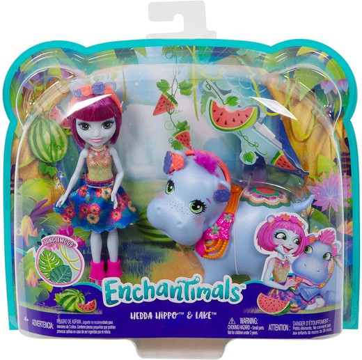 Enchantimals Let's go to the lake, Hedda Hippo doll with pet and accessories