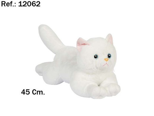 Lying White Cat - 45 cm.