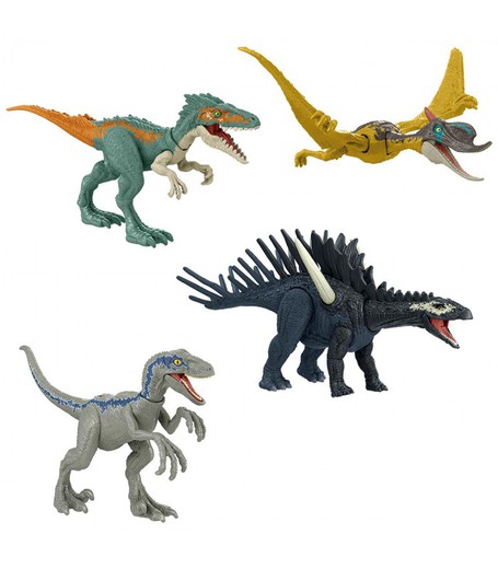 Assortimento di figure di dinosauri feroci del mondo giurassico