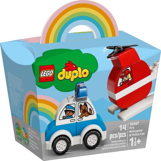 Lego - пожарный вертолет Duplo и полицейская машина