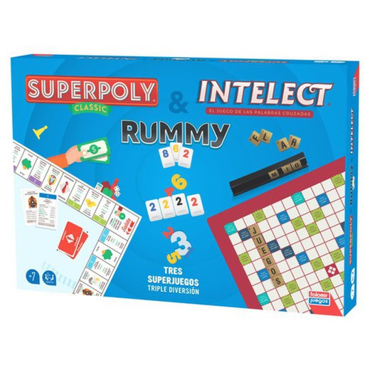 Pacote de jogos Superpoly + Intelect + Rummy - Jogo de tabuleiro
