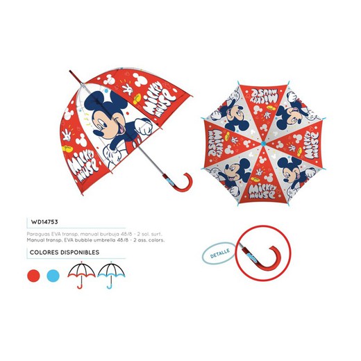 Mickey Transparent Bubble Umbrella - 48 cm. - Manual