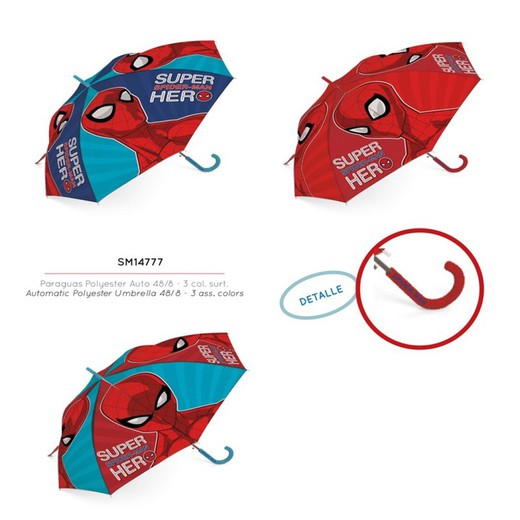 Spider Man Automatischer Regenschirm aus Polyester - 48 cm.