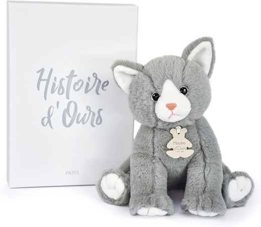 Peluche Bebé Gato - Gris Perla - 18 cm.