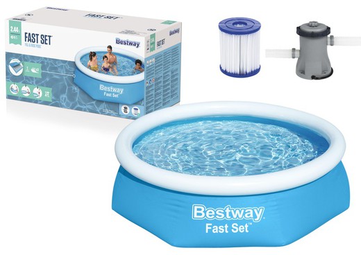 Detachable Inflatable Pool + Filter - Fast Set Ring - 244x61 - Bestway