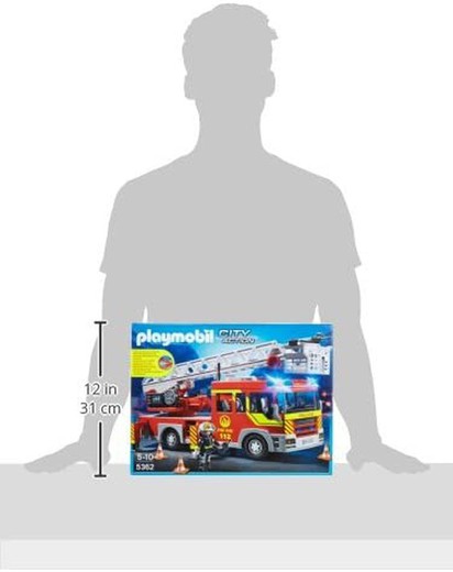 Playmobil - Camion de pompiers avec échelle, lumières et son — Juguetesland