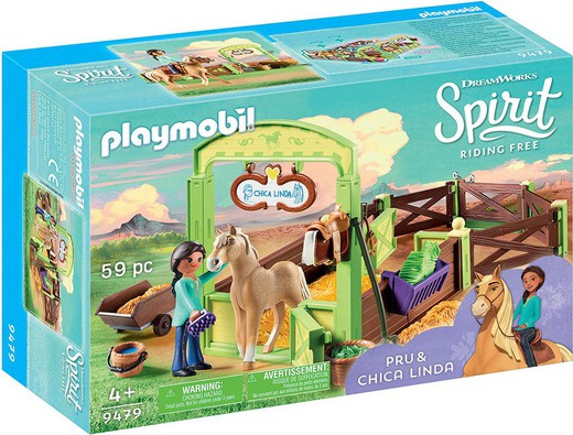 Playmobil Spirit Riding Free - Конюшня + Пру и ее лошадь Чика-Чика