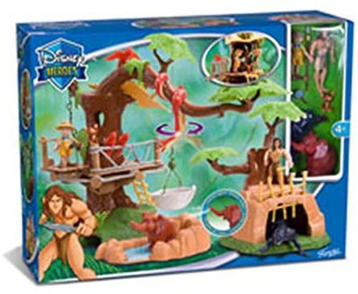 Coffret de jeu Jungle avec la cabane dans les arbres de Tarzan - Héros célèbres de Disney