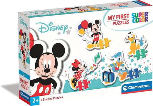 Quebra-cabeça infantil do Mickey Mouse, progressivo 3-6-9-12 peças
