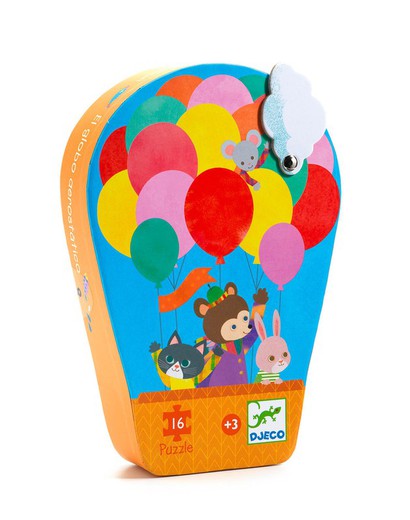 Hot Air Balloon Silhouette Puzzle 16 Pieces - Djeco