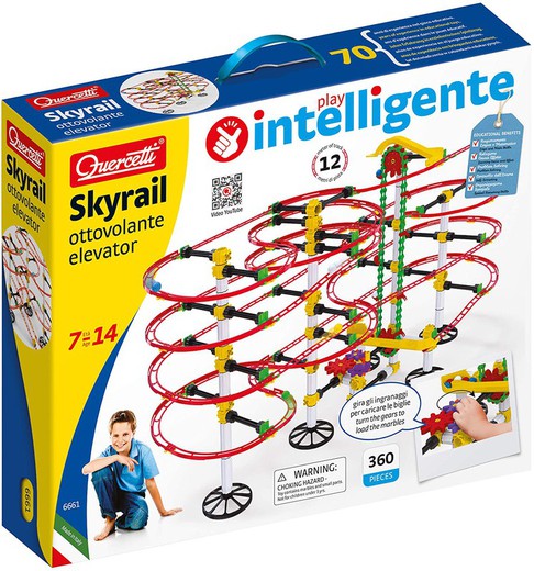 Quercetti - Skyrail Roller Coaster Elevator - Marble Circuit - Educational Game and Construction