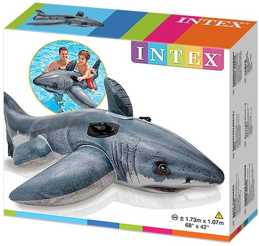 PHOTOREALISTE GONFLABLE SHARK INTEX + 2 POIGNÉES - 173X107 CM