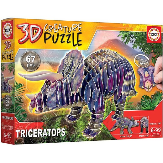 Creatura 3D Triceratopo - Puzzle Educa