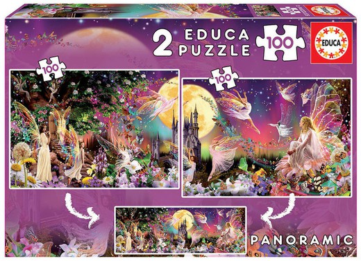 Trittico delle fate - Puzzle 2x100 - Educa