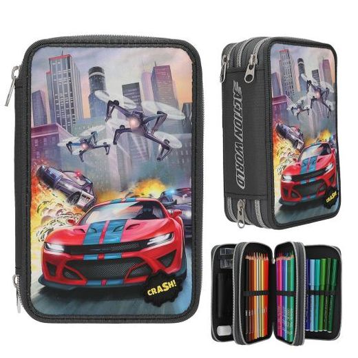 Action World - Estuche Escritura Triple Con LED