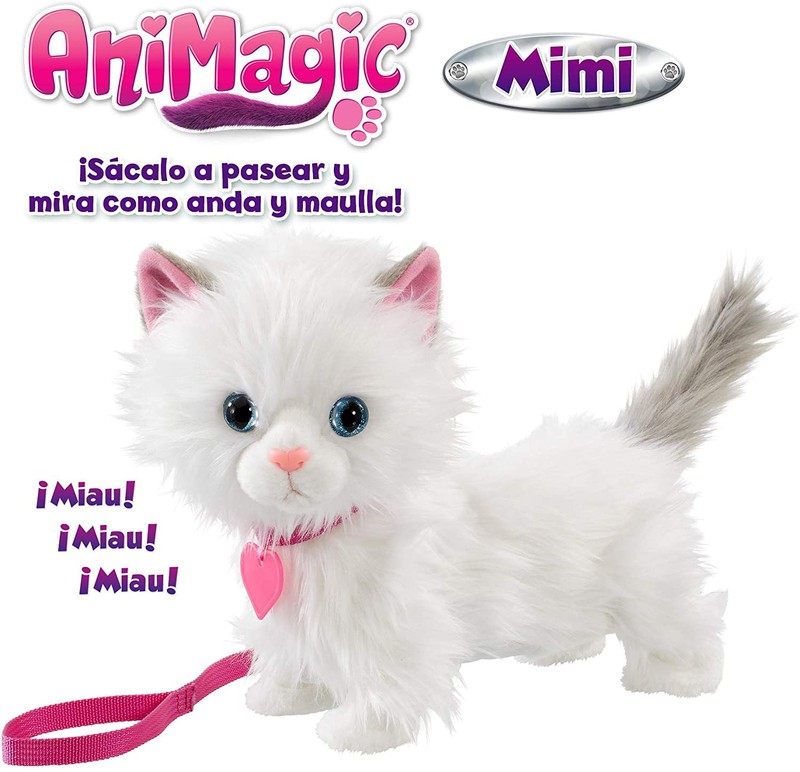 Animagic - Mimi - Peluche Interactive Chaton Trop Mignon - Jouet  Electronique 23cm - A Partir de 3 Ans - Marche, Miaule et Remue Sa Queue -  Ton Animal
