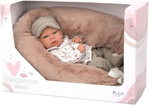 Arias - Muñeca Elegance Andie Gris 40 cm. - Con Cojín Lactancia