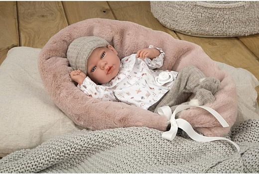 Arias - Poupée Élégance Andie Grey 40 cm. - Avec coussin d'allaitement
