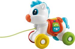 Jouet à tirer en forme de petit poney bleu