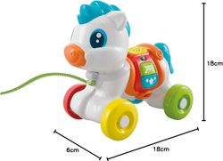 Jouet à tirer en forme de petit poney bleu