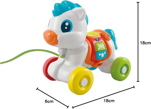 Jouet à tirer en forme de petit poney bleu