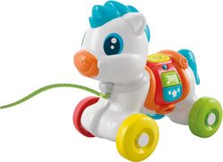 Jouet à tirer en forme de petit poney bleu