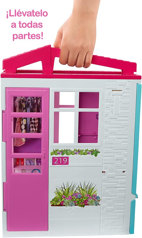 Barbie casa portátil com piscina, casa de bonecas