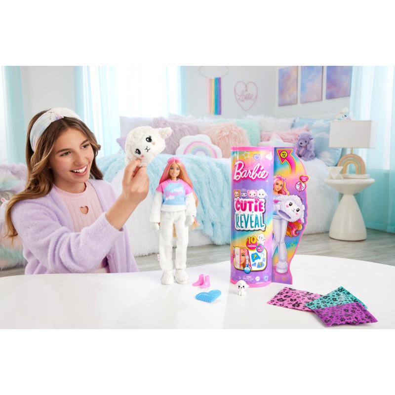 Barbie Cutie Reveal Camisetas Cozy Oveja Disfraz revela una muñeca  articulada con mascota y accesorios sorpresa de moda, juguete +3 años  (Mattel
