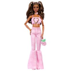 Комплект Barbie Deluxe Style: розовый джинсовый укороченный топ и расклешенные джинсы.
