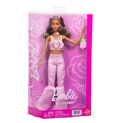 Комплект Barbie Deluxe Style: розовый джинсовый укороченный топ и расклешенные джинсы.