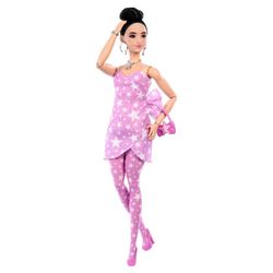 Платье Barbie Deluxe Style — розовое джинсовое с звёздочками