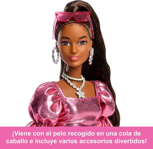 Barbie Deluxe Style Vestido Rosa Volantes de Burbujas