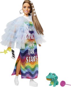 Barbie Extra - Robe arc-en-ciel brune