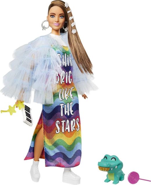 Barbie Extra - Robe arc-en-ciel brune