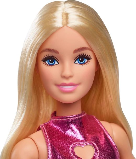Poupée Barbie Fashionista avec robe rose métallisée