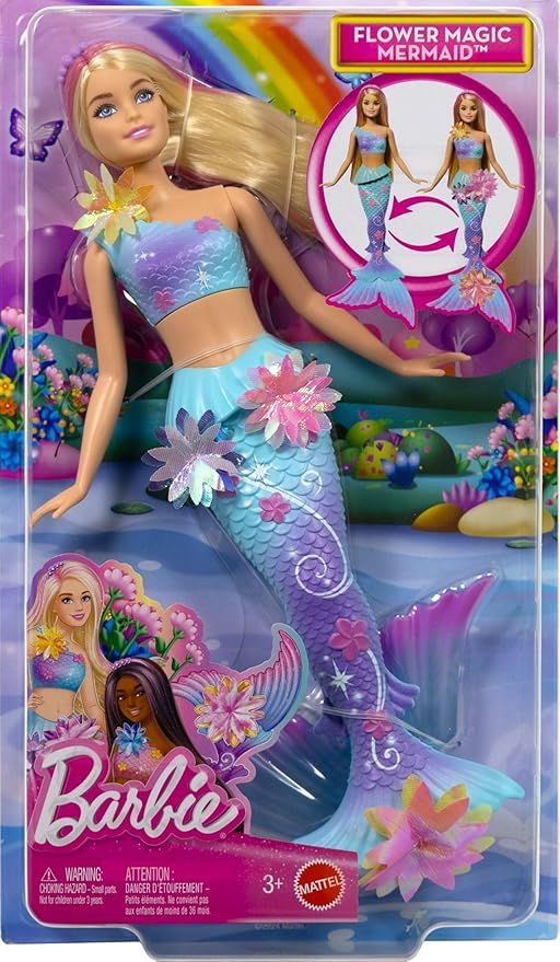 Barbie Flower Magic Mermaid Muñeca Sirena Rubia