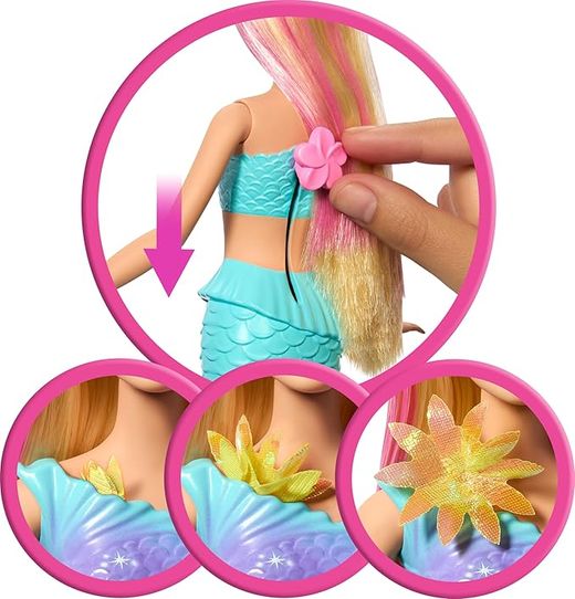 Barbie Flower Magic Mermaid Muñeca Sirena Rubia
