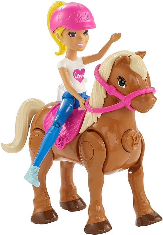 Barbie et son cheval, poupée blonde en tenue d'équitation avec