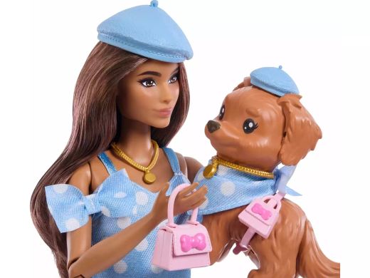 Barbie Twining Looks - Bruna in abito blu e cane