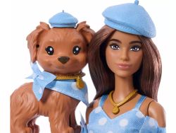Barbie Twining Looks - Bruna in abito blu e cane