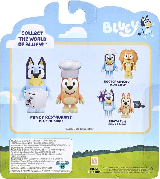 Bluey - Confezione da 2 personaggi di ristoranti fantasiosi