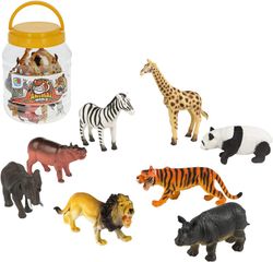Bote 8 Figuras Animales y Accesorios Surtidos (Animales Granja, Animales Salvajes, Dinosaurios)