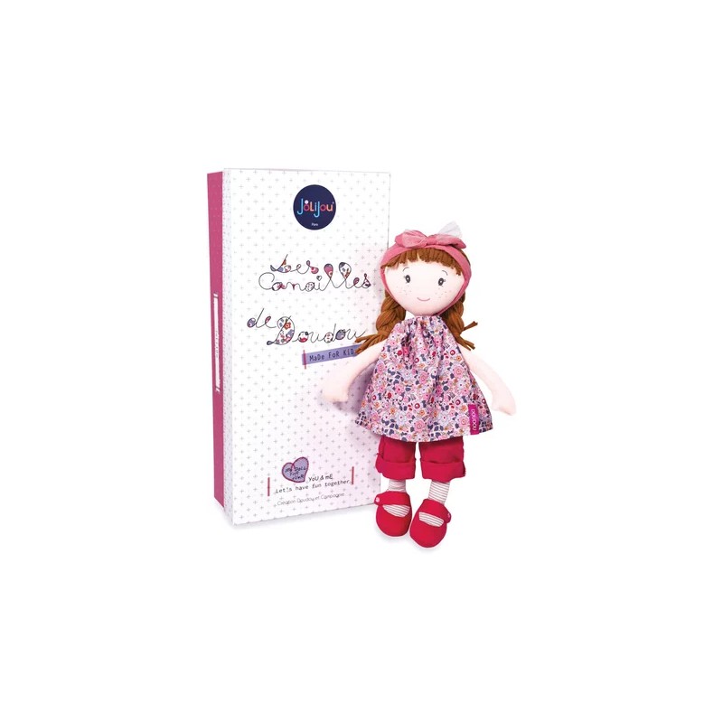 Jolijou-Doudou poupée chiffon fille rouge-16 cm